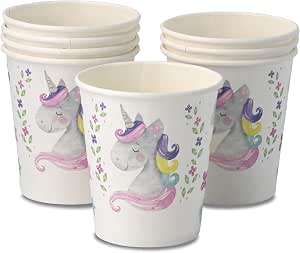8x Einhorn-Pappbecher (200 ml)