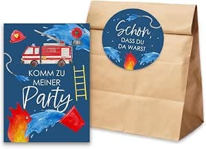 10x Feuerwehr-Einladungskarten