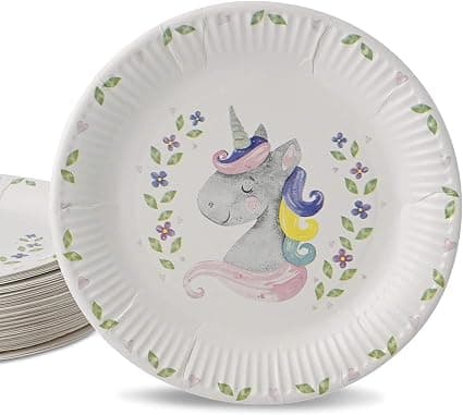 8x Einhorn-Pappteller (23 cm)