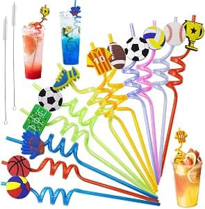 12x Fußball-Strohhalme