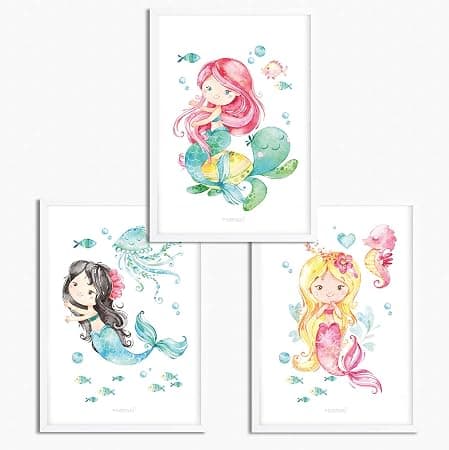 3er Set Meerjungfrau-Poster
