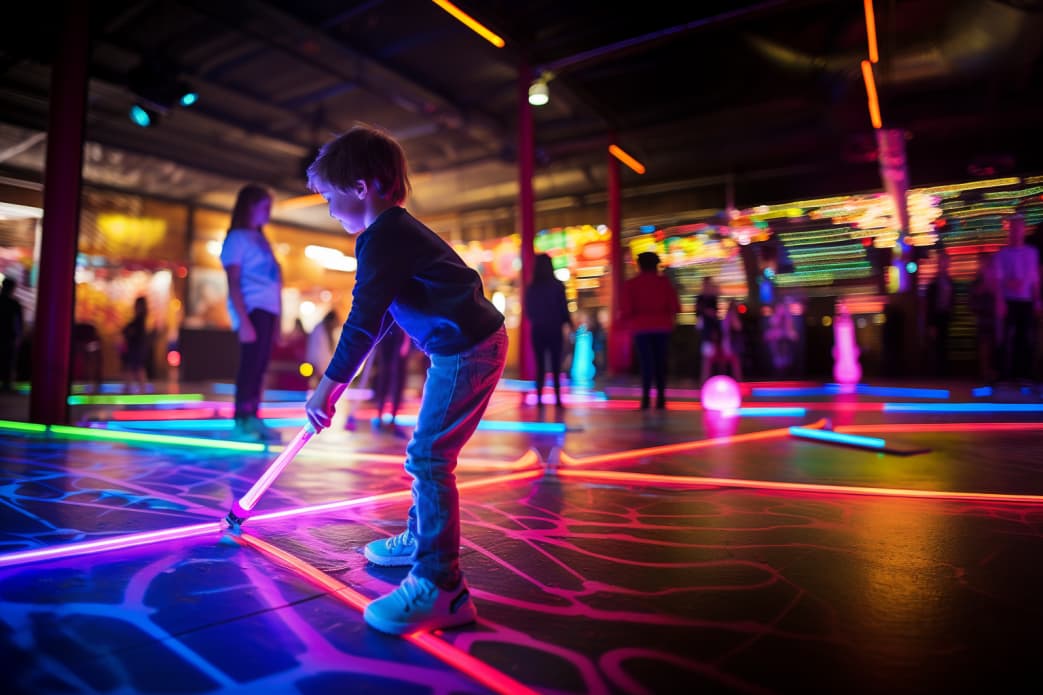 Schwarzlicht Minigolf Kindergeburtstag - Kindergeburtstag Location